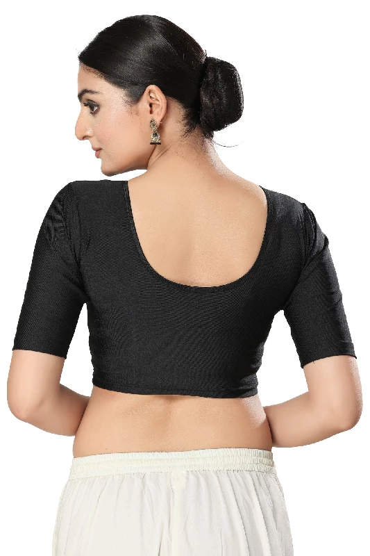 Designer Readymade Blouse, Shimmer - Black-4.webp